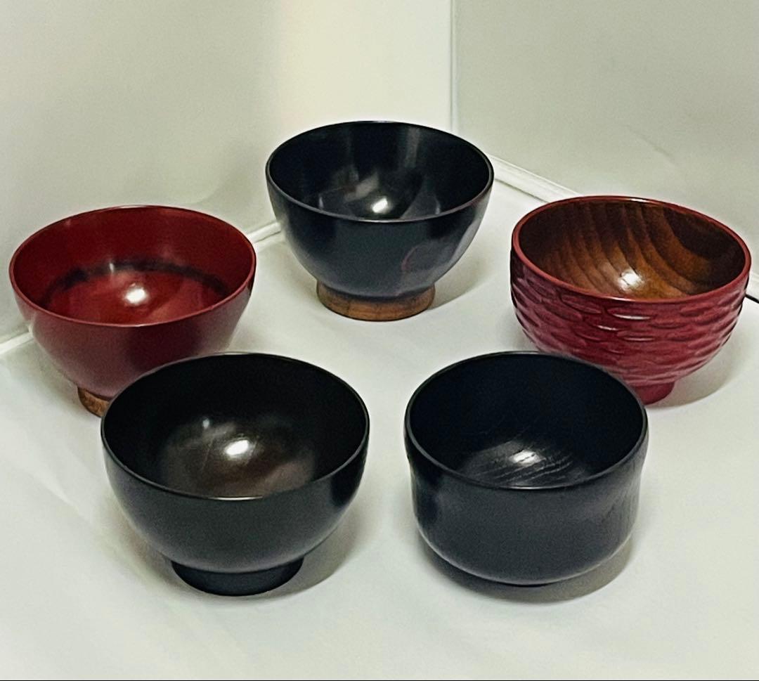 未使用品銘々木製漆器椀 5個セット