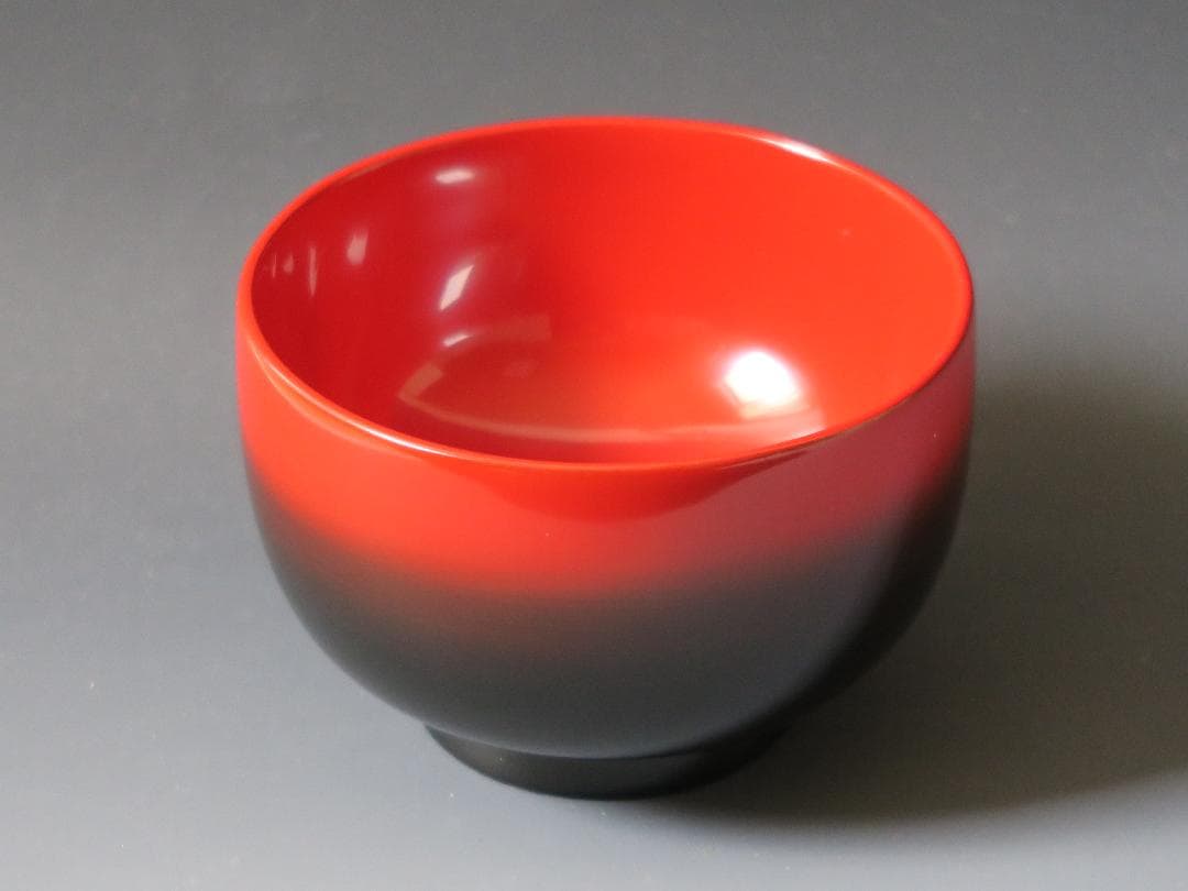 【輪島塗】ぼかし塗 汁椀 内朱塗 一客 天然木 共箱