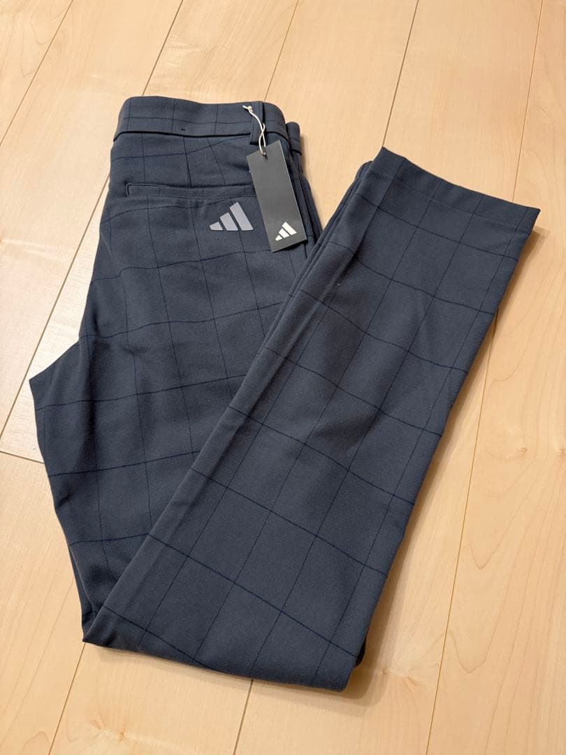 【新品】adidas ゴルフ ロングパンツ チェック柄 グレー 85
