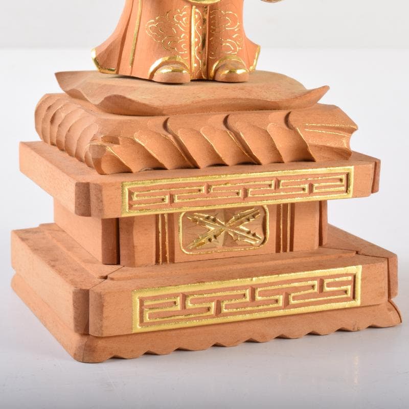 仏教美術　金彩柘植彫刻　慈母観音立像　仏像　置物　M　7076