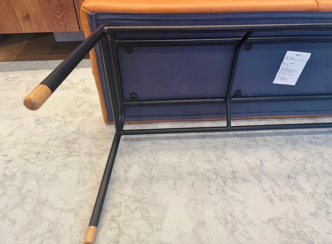 レザーベンチ キャメル　ダイニングベンチ イス チェア