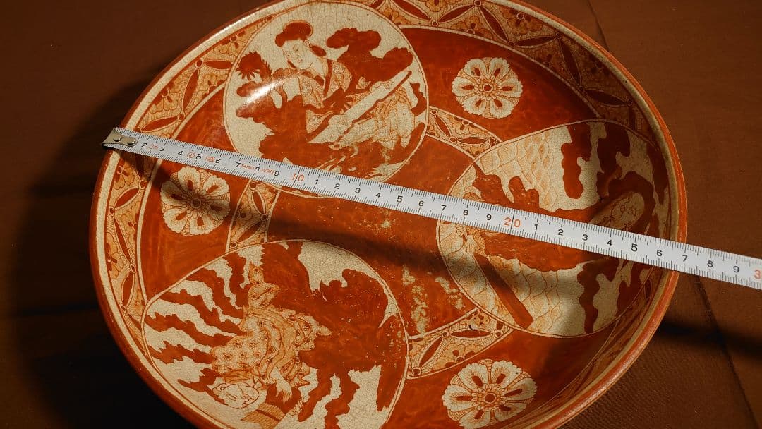 古九谷　飯田屋　宮本屋窯　赤絵　山田久録　江戸期　　アンティーク九谷焼　１客