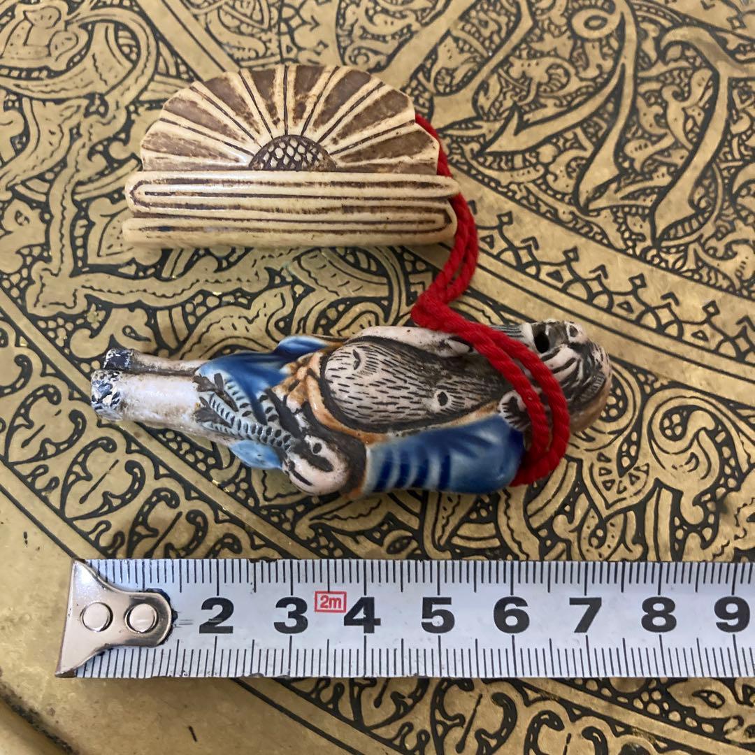 江戸中期〜後期？　古根付け　掲げ物　陶器×天然素材　2点セット