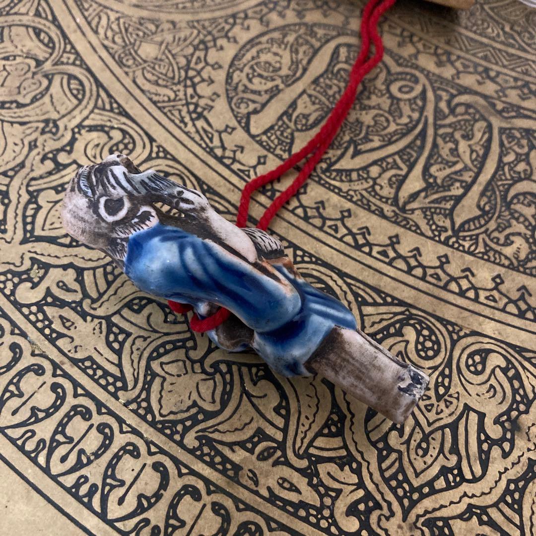 江戸中期〜後期？　古根付け　掲げ物　陶器×天然素材　2点セット