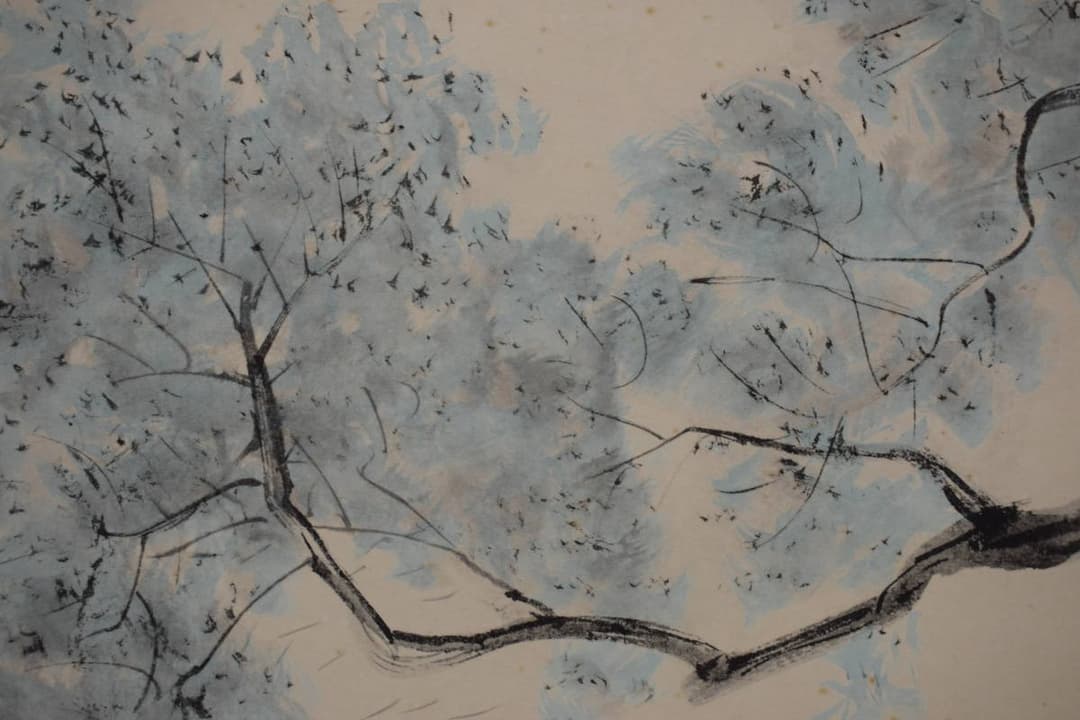 【複製】川合玉堂/清流釣魚/釣人図/横物/工芸品/掛軸☆宝船☆Y-451　JM