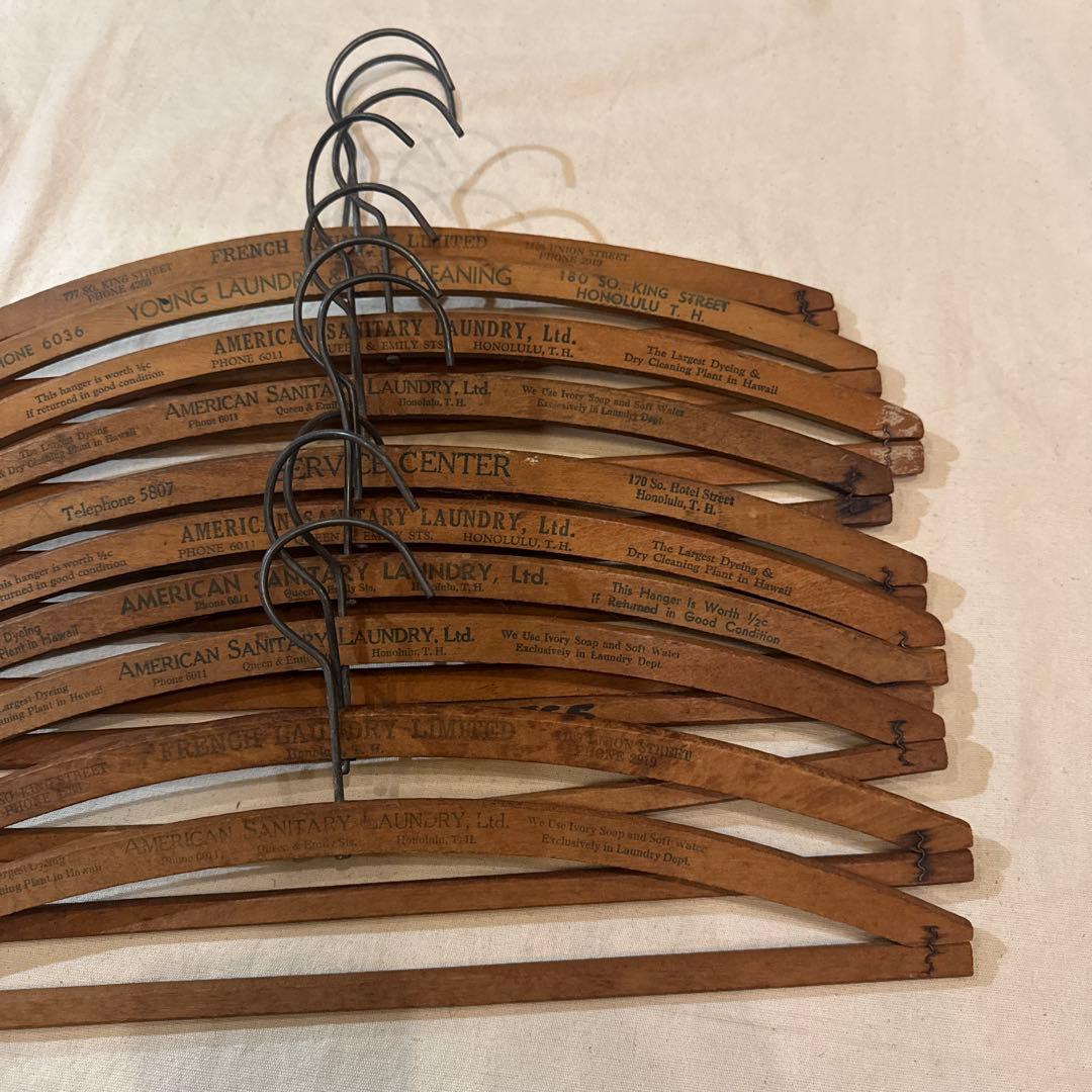 40s VINTAGE HAWAII HANGER ハンガー バー付 字 セット