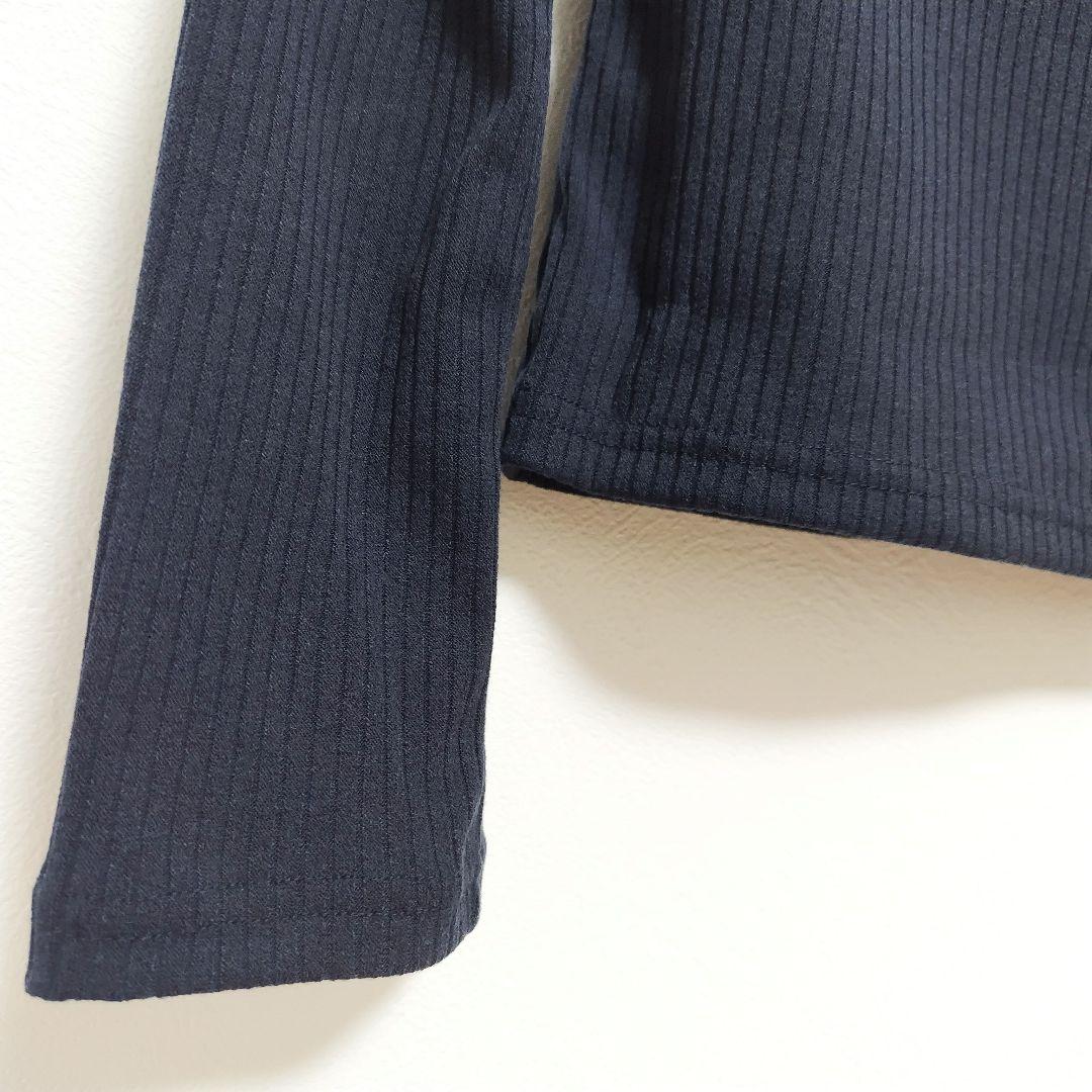 ジュリエ カップ付き リブ トップス 長袖 濃紺 ＊ ヨガウェア ダンス バレエ