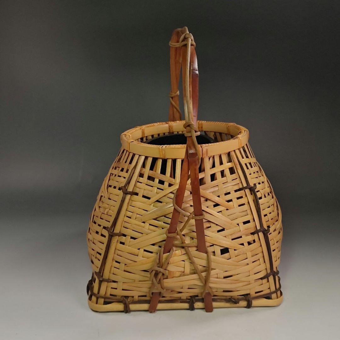 イ830 花籠『島田竹宝斎』『宗全篭　白竹花入　花器　紙共箱』茶道具