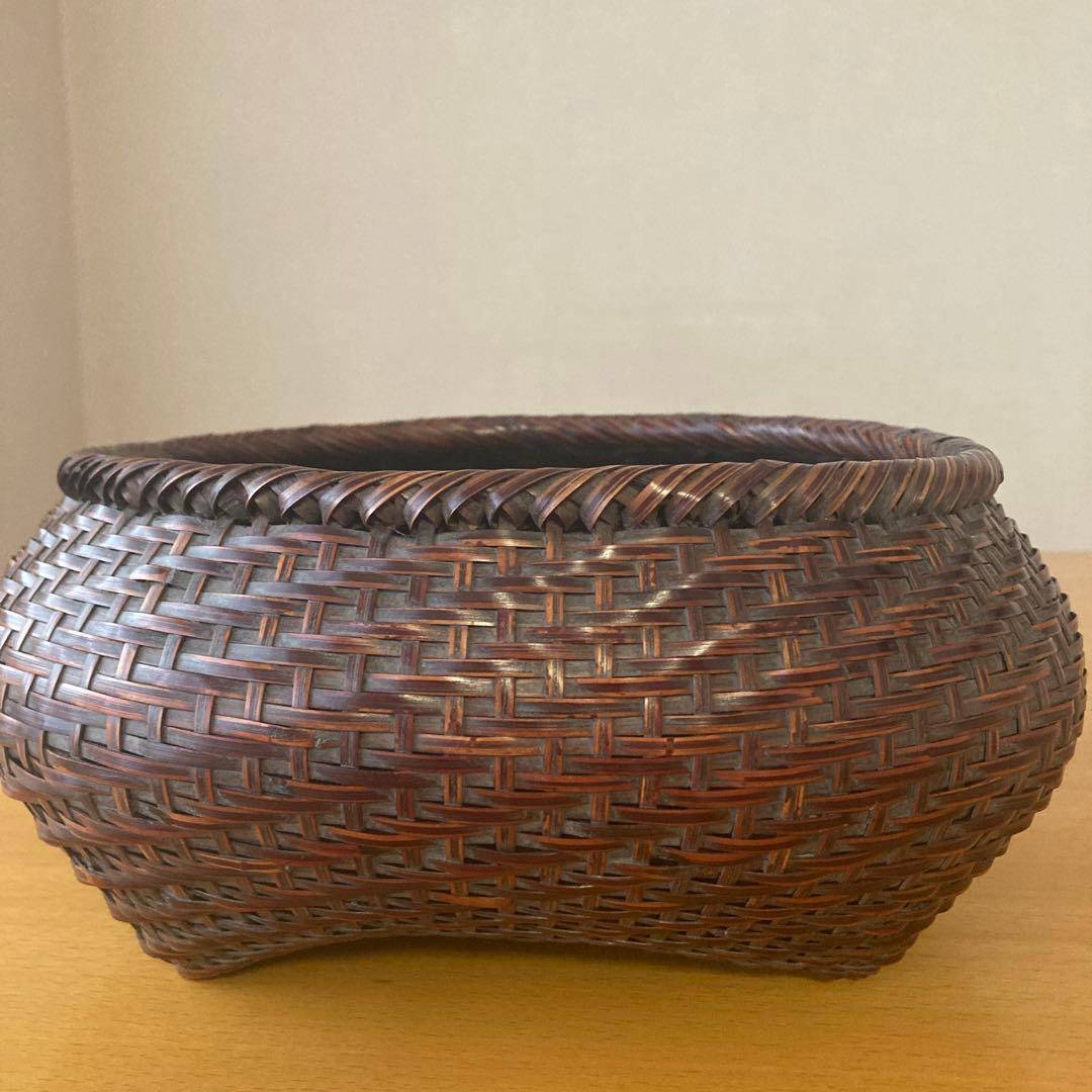 茶道具　炭斗　達磨籠　竹元