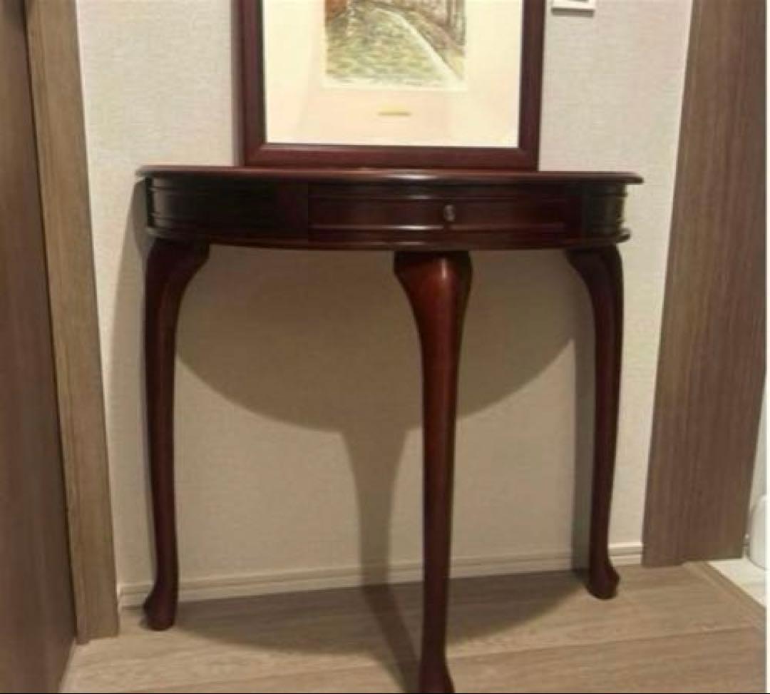 ☆高級家具☆木製ダークブラウン コンソールテーブル引き出し付