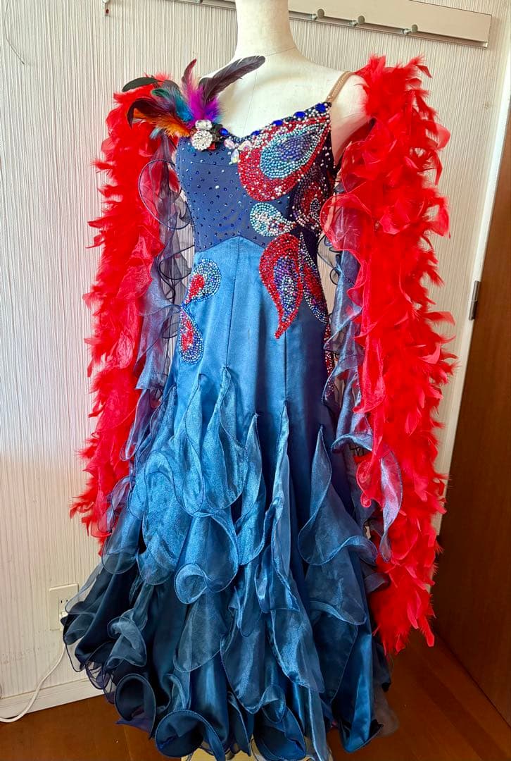 最終大幅セール❣️社交ダンスドレス　ジャンティ Ｍ　ネイビー