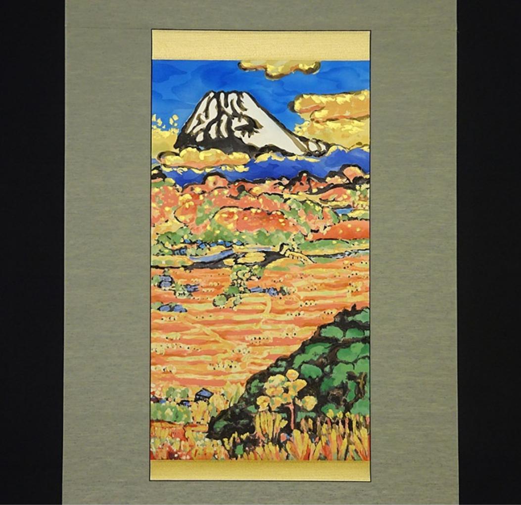 【複製】掛軸 梅原龍三郎『天地鍾秀』絹本 無地箱付 掛け軸 a07102