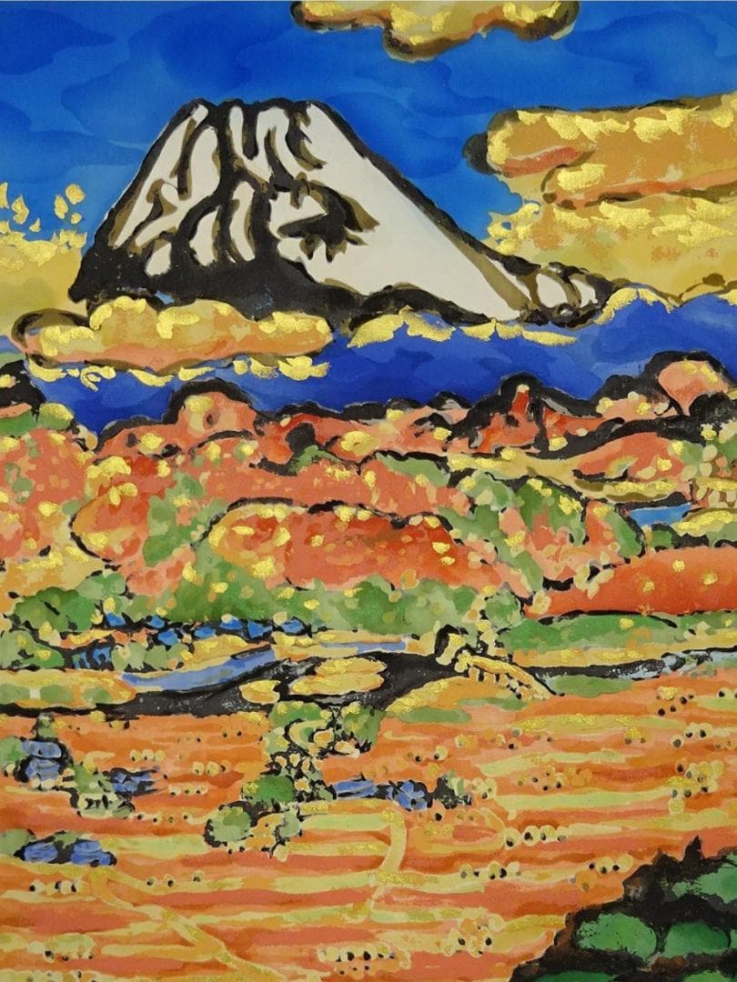 【複製】掛軸 梅原龍三郎『天地鍾秀』絹本 無地箱付 掛け軸 a07102