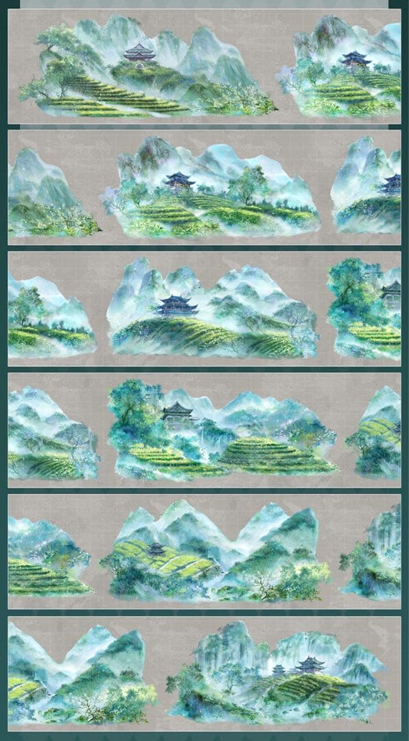 【8752】海外　マステ　3/5/巻売り　貝殻光カッティング　風景