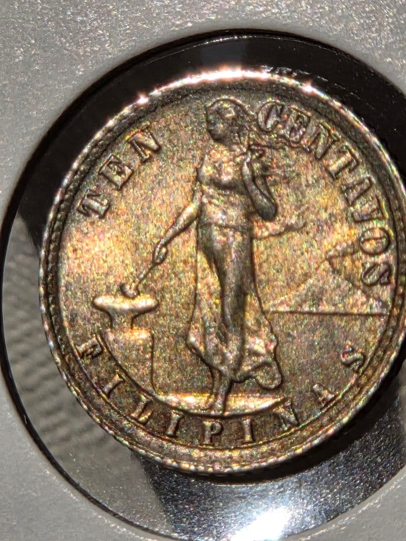 (稀少な状態)アメリカ合衆国統治下　フィリピン　10センタボ銀貨　1935 M