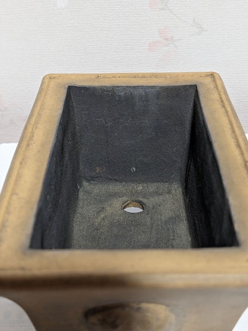 ♦中国 長方形 神獣飾り盆栽鉢 小品盆栽鉢 古玩古美術品 コレクション 骨董品