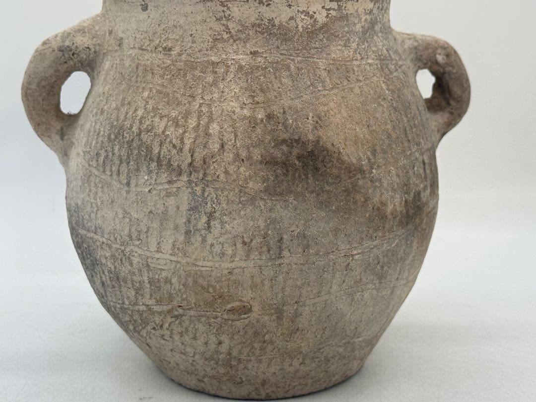 中国　古陶　きょうめん土器　雙耳壺　送料込み260202