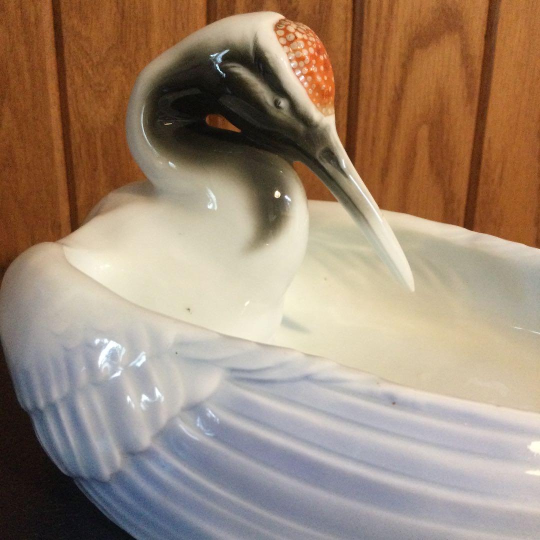 オールド深川製磁、鶴の小物入れ