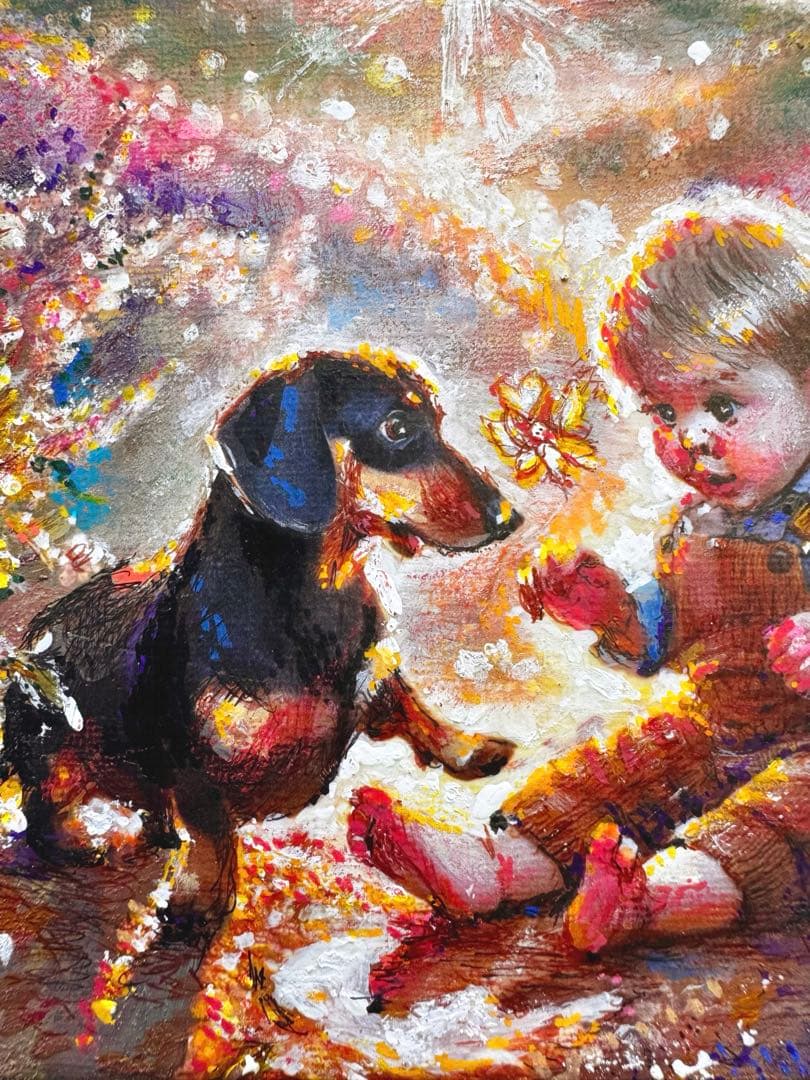 y*i様 絵画原画《輝く絆》　♡の妖精　ダックス