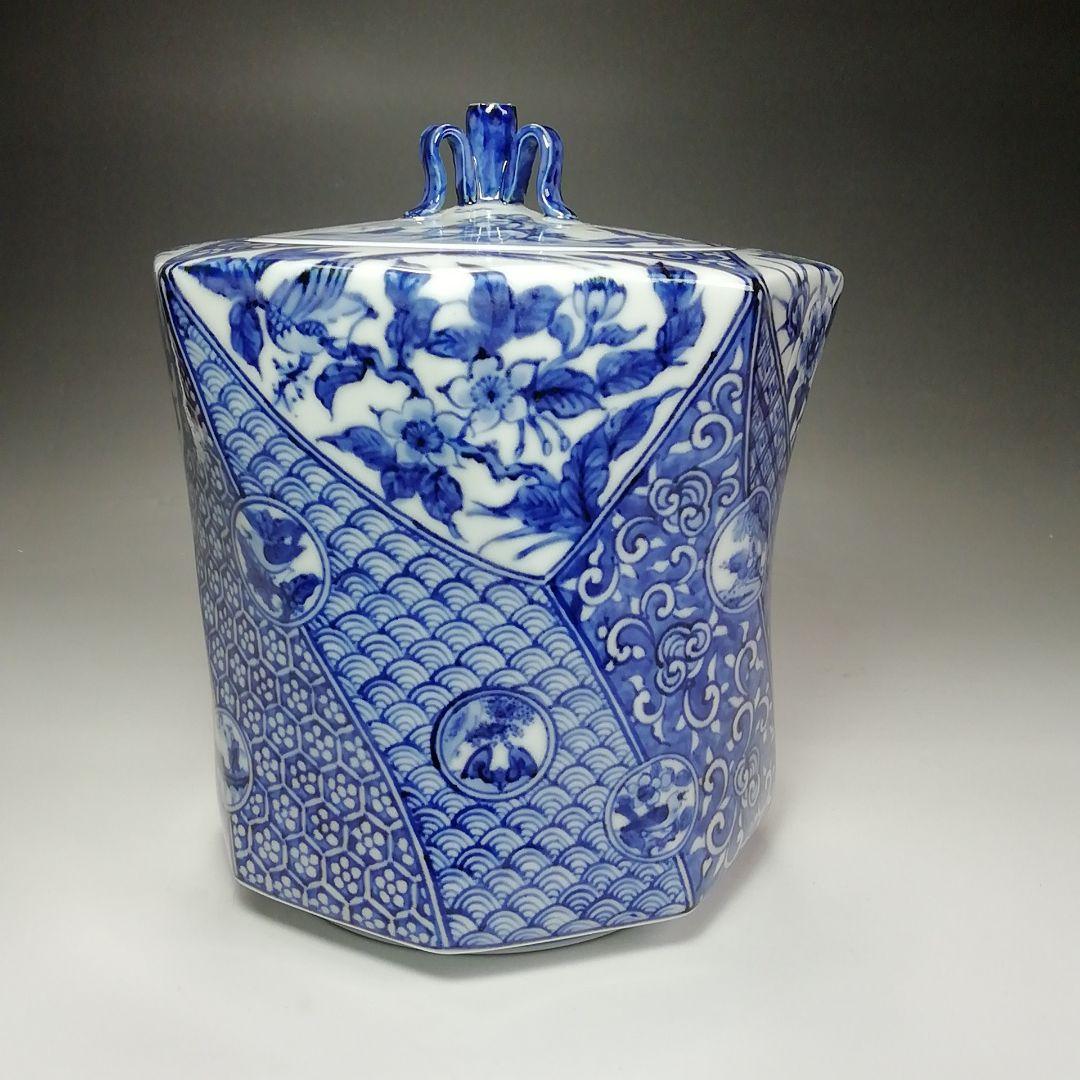 Ｓ５８１　水指　『祥瑞花鳥八角』『勝見永泉作』　共箱　茶道具