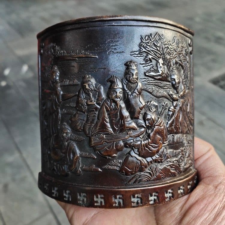 銅器 筆箱 弧形筆箱 文房置物·案頭 書道具 文房具 工芸品 美術品