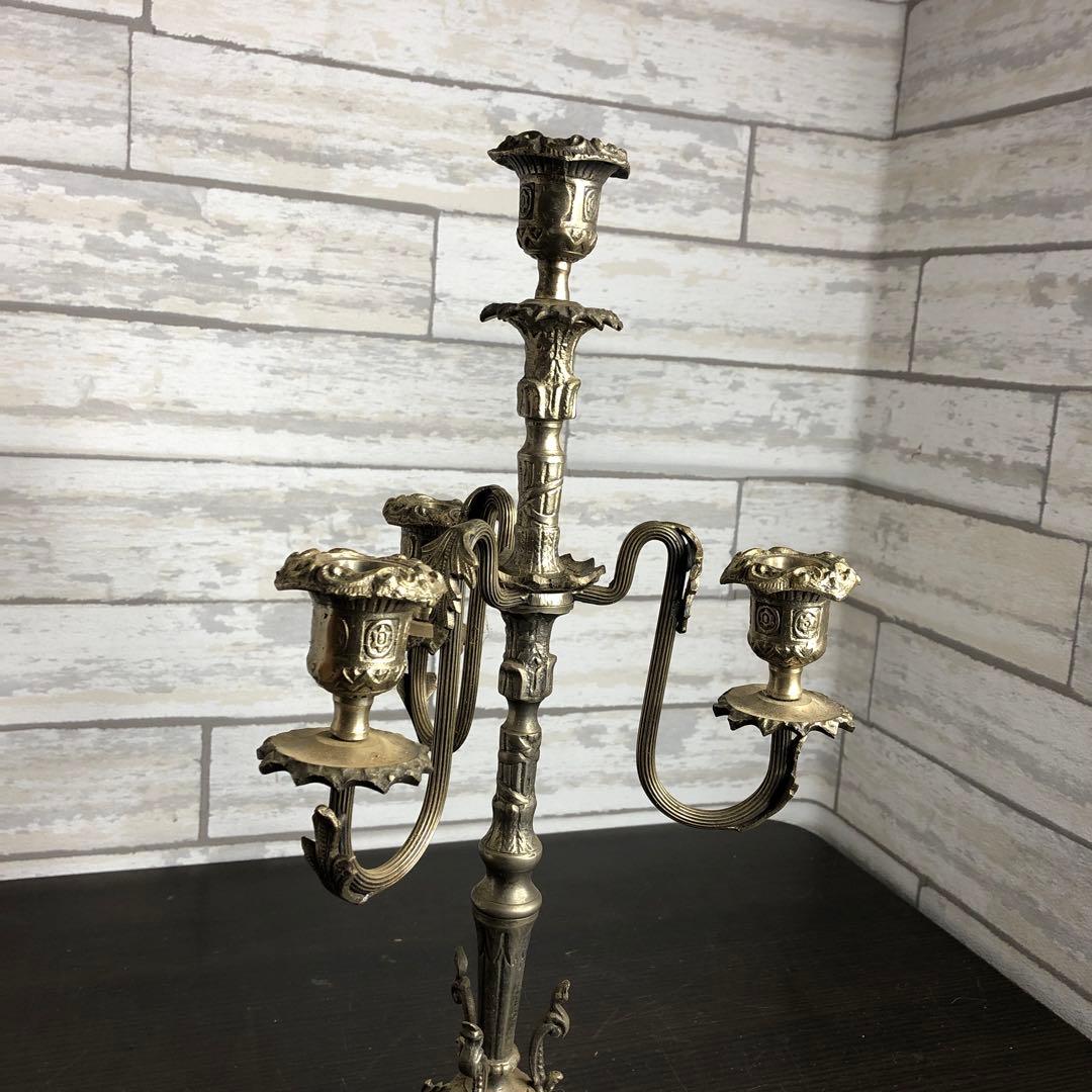 アンティーク キャンドルスタンド　真鍮　灯燭台 　金属工芸