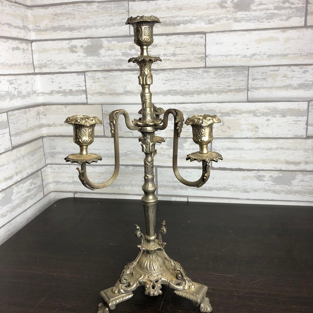 アンティーク キャンドルスタンド　真鍮　灯燭台 　金属工芸