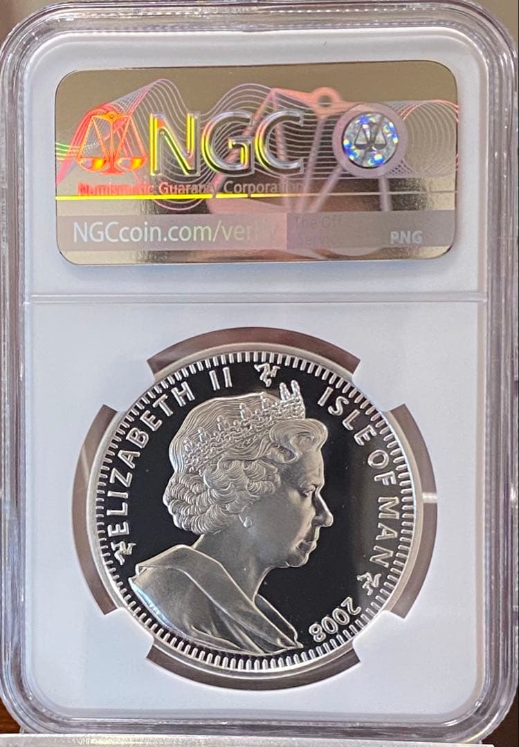 セール! ☆最高鑑定・人気のマン島キャット☆2008年 バーミラ クラウン 銀貨