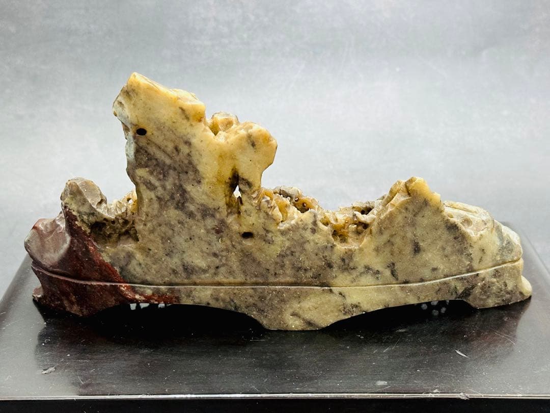 【⭐️稀少❣️美品⭐️】中国美術　寿山石　山水透かし掘り　細密彫刻