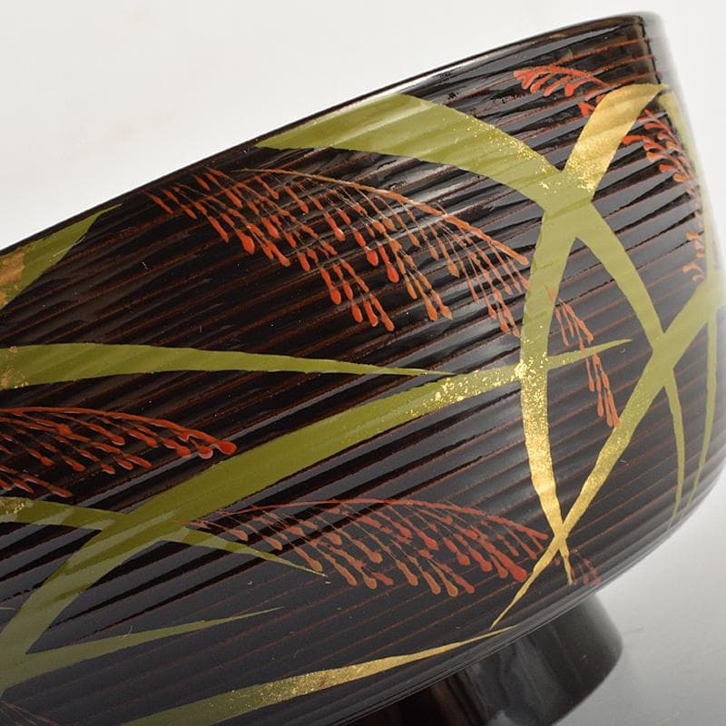 茶道具　山中塗　塗師　辻石斎造　糸目尾花椀　五客　共布共箱　U　R7473