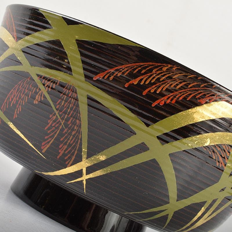 茶道具　山中塗　塗師　辻石斎造　糸目尾花椀　五客　共布共箱　U　R7473