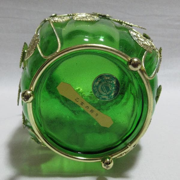 TERADA WAREガラスキャンディーポットオルゴール付昭和平成レトロ未使用品