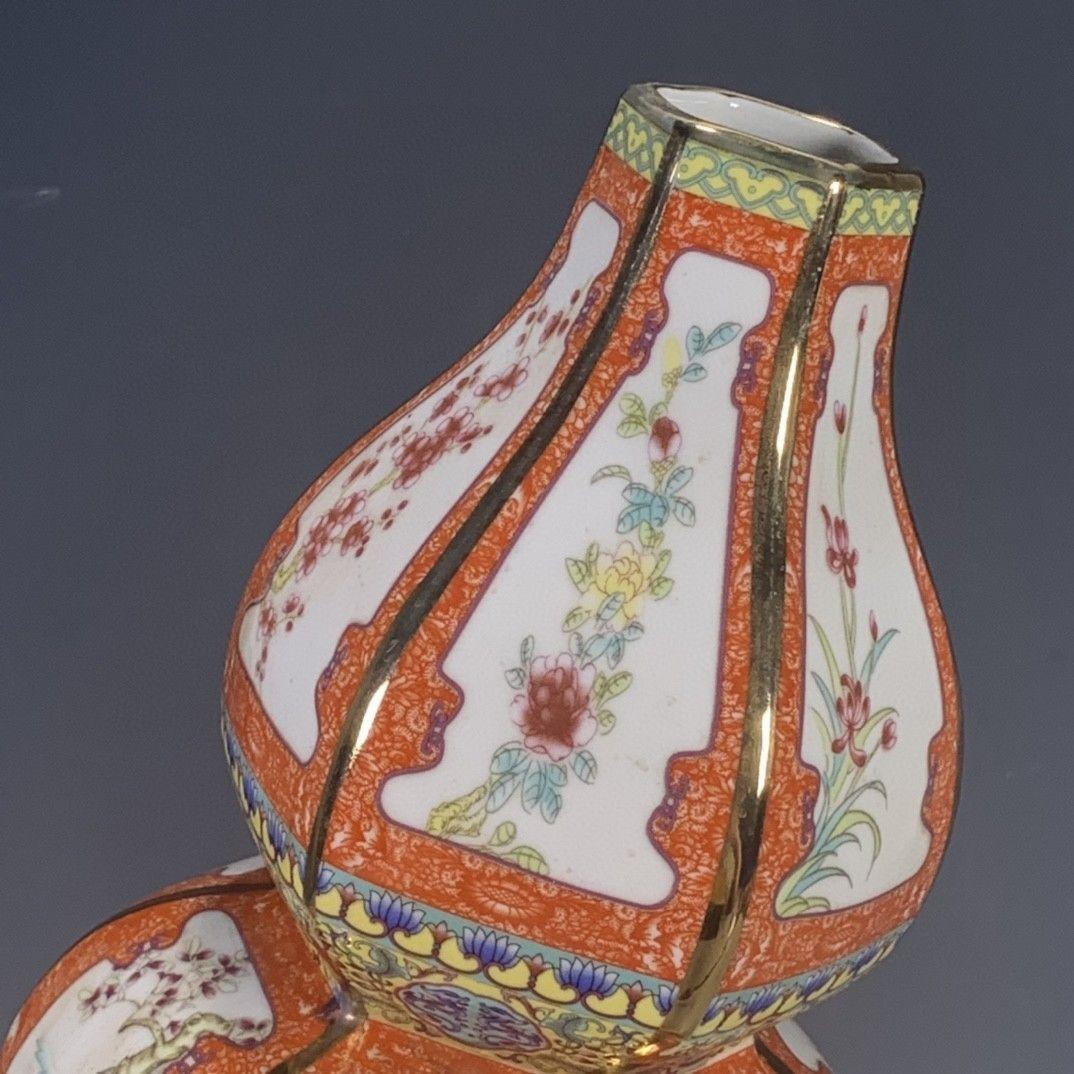 清乾隆粉彩蒔金十二支瓢簞賞瓶 景徳鎮 陶磁器 装飾品 現代工芸品 美術品 置物