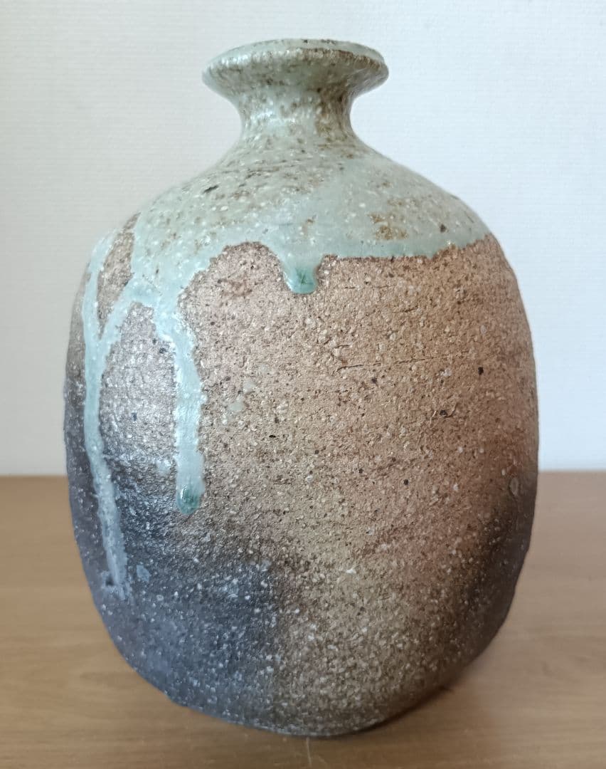 廣永窯 坪島土平作 伊賀大わび花入 灰被手　茶道具　伊賀焼花入