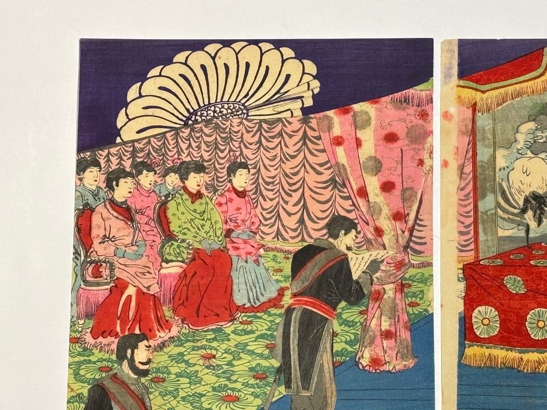 「五五大典 銀婚御式之図」小国政 明治27年刊 3枚続|浮世絵 錦絵 明治時代