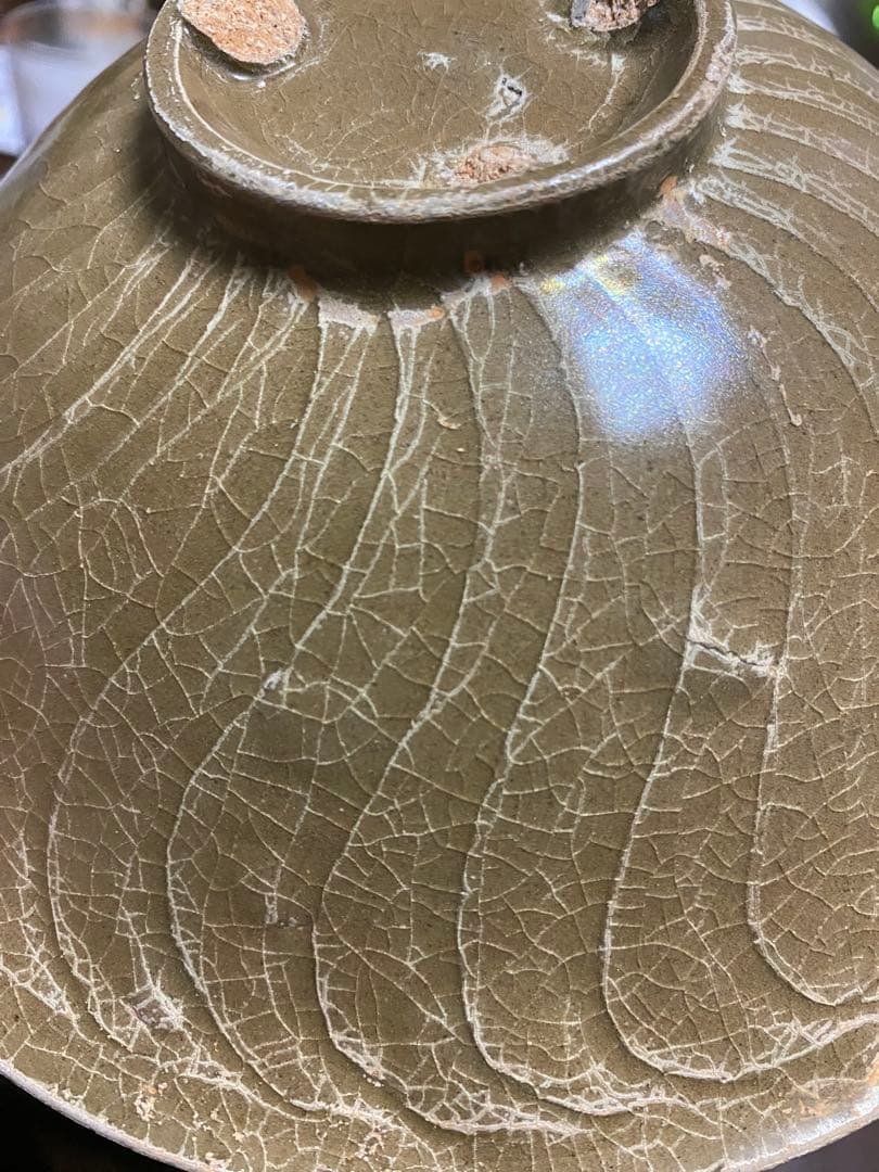 中国骨董 唐宋時期耀洲窯刻花茶器/支釘焼き