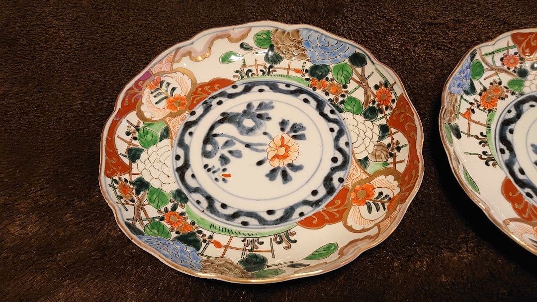 古伊万里　伊万里　大聖寺伊万里　花の図　蔵出し　　２客