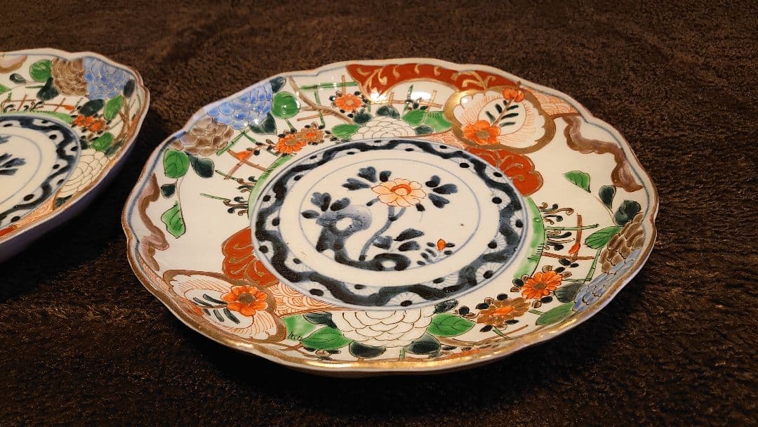 古伊万里　伊万里　大聖寺伊万里　花の図　蔵出し　　２客