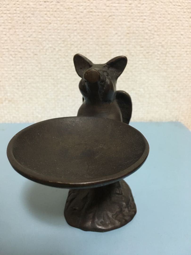 真鍮製？金属製天使のこぶたアクセサリー台　エンジェルピッグ小物入れジュエルケース