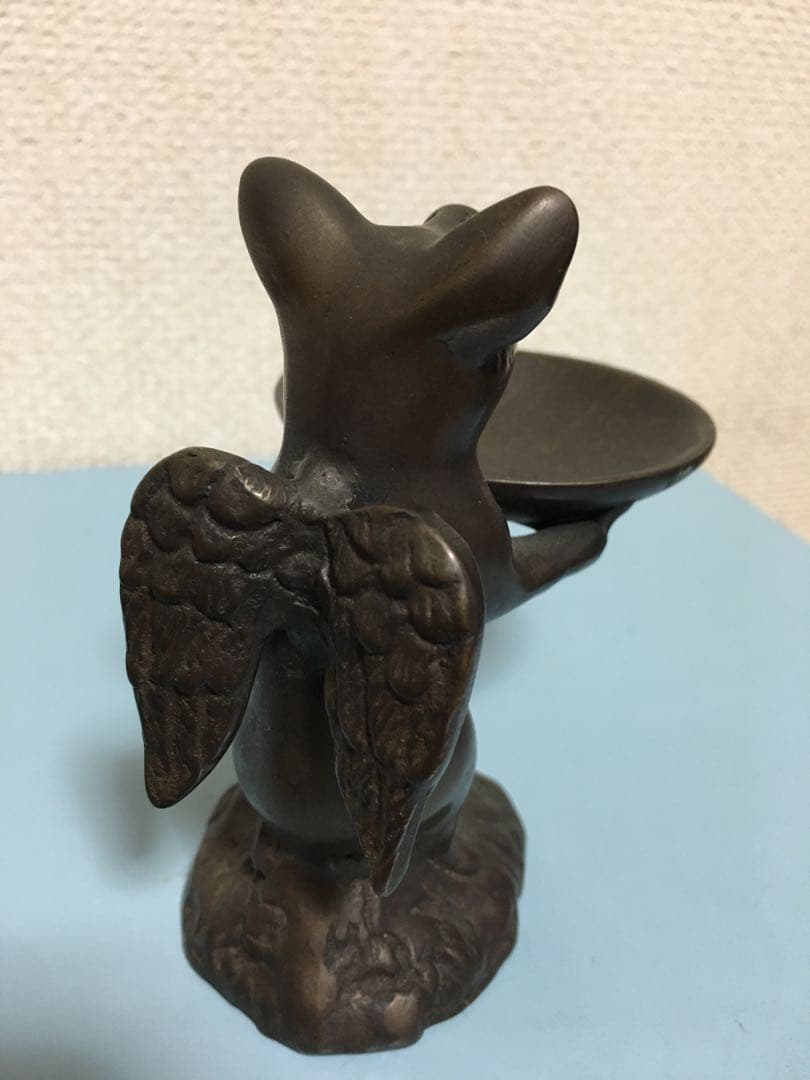 真鍮製？金属製天使のこぶたアクセサリー台　エンジェルピッグ小物入れジュエルケース