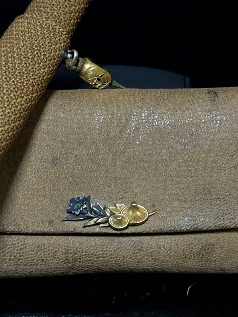 極上 江戸末期〜明治期 村田 純金 刻印 細密彫金 純金 煙管 莨入 K24