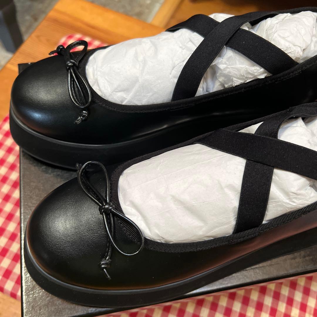 Candy Stripper ブラック バレエシューズ Lサイズ