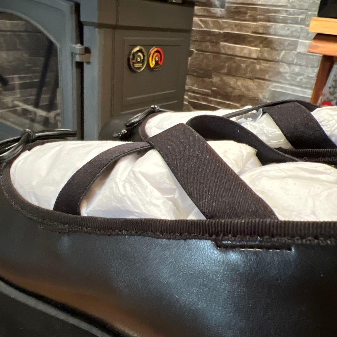 Candy Stripper ブラック バレエシューズ Lサイズ