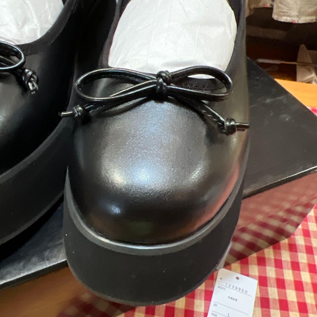 Candy Stripper ブラック バレエシューズ Lサイズ