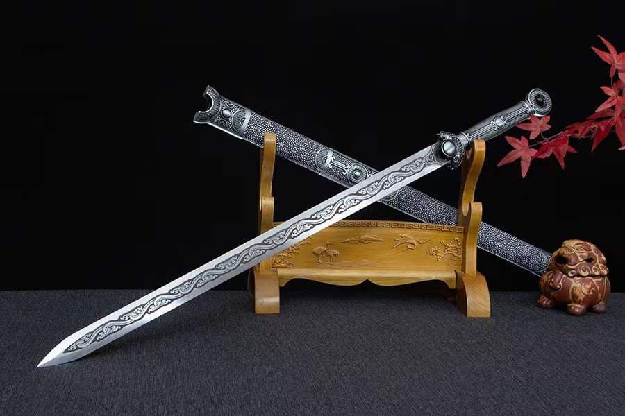 青隠環首幅刃唐剣-高性能マンガン鋼 古兵器   武具　刀装具　日本刀　模造刀