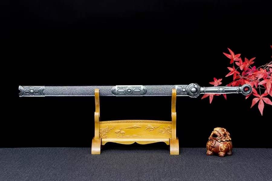 青隠環首幅刃唐剣-高性能マンガン鋼 古兵器   武具　刀装具　日本刀　模造刀