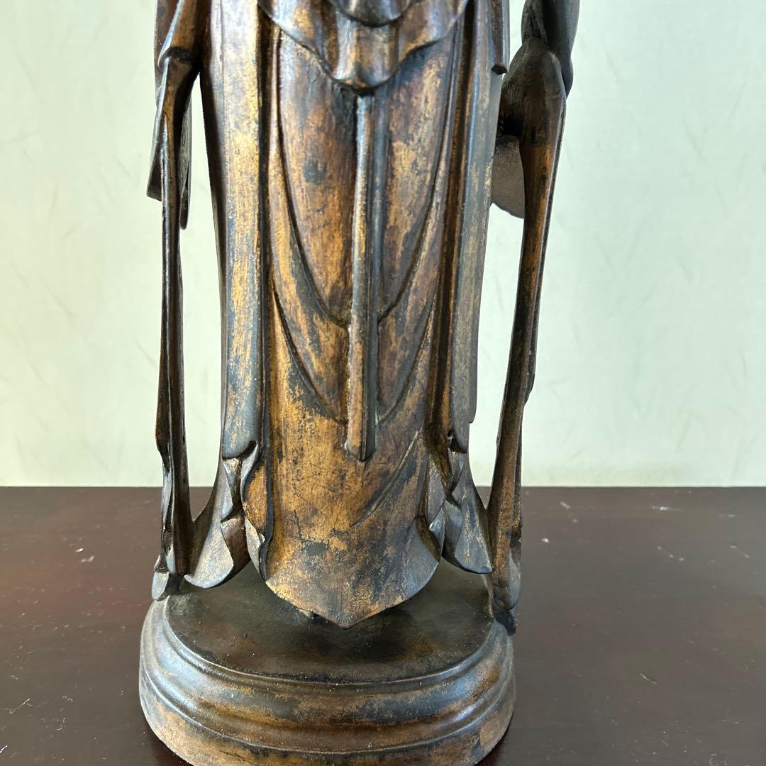 【骨董品】　大型　聖観音菩薩像　62センチ　木彫り　仏像