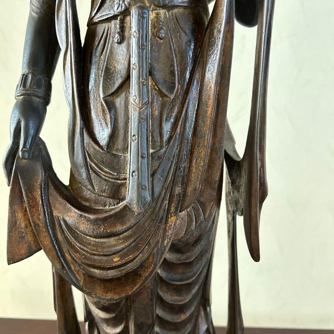 【骨董品】　大型　聖観音菩薩像　62センチ　木彫り　仏像