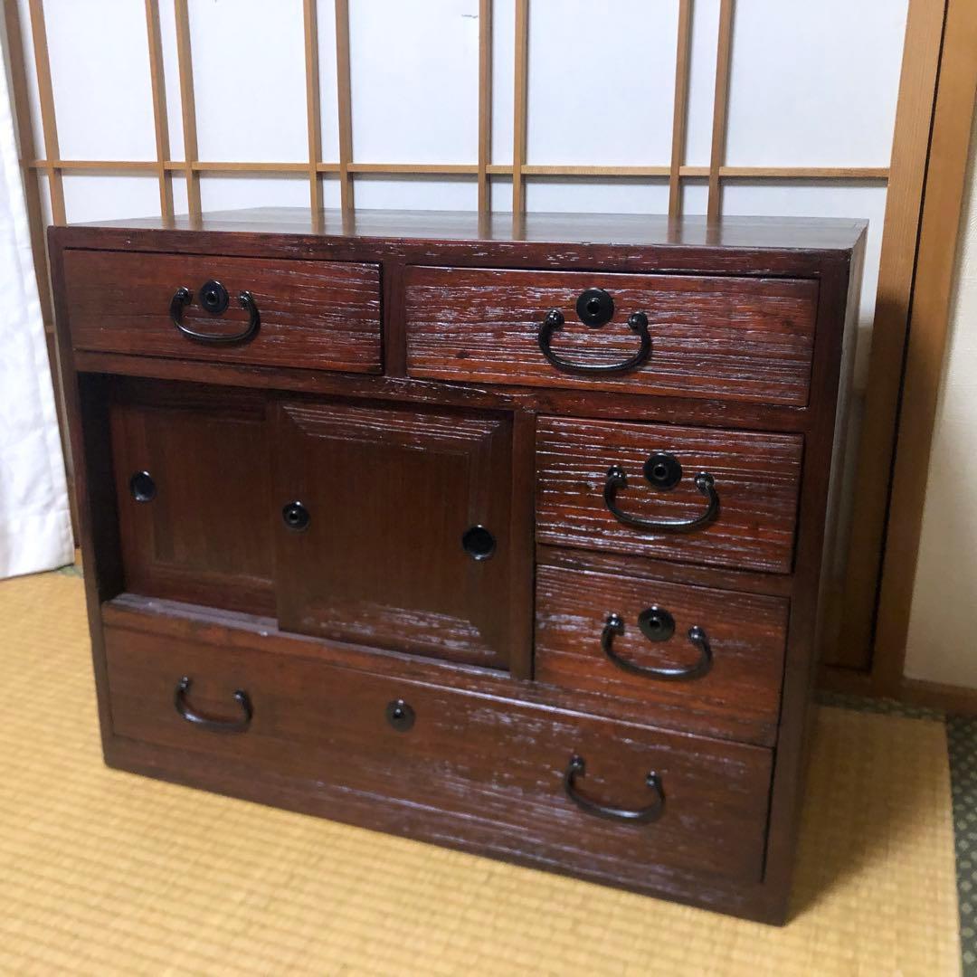 時代タンス　民芸タンス　小タンス　桐　小物収納 高さ48.5cm サイズ小ぶり
