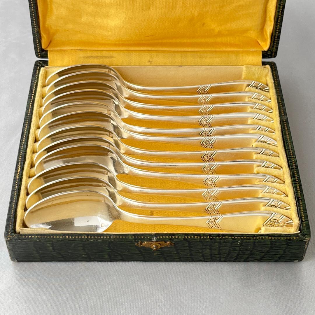 【仏蘭西】 アールデコ コーヒースプーン 12本 14.5cm ケース